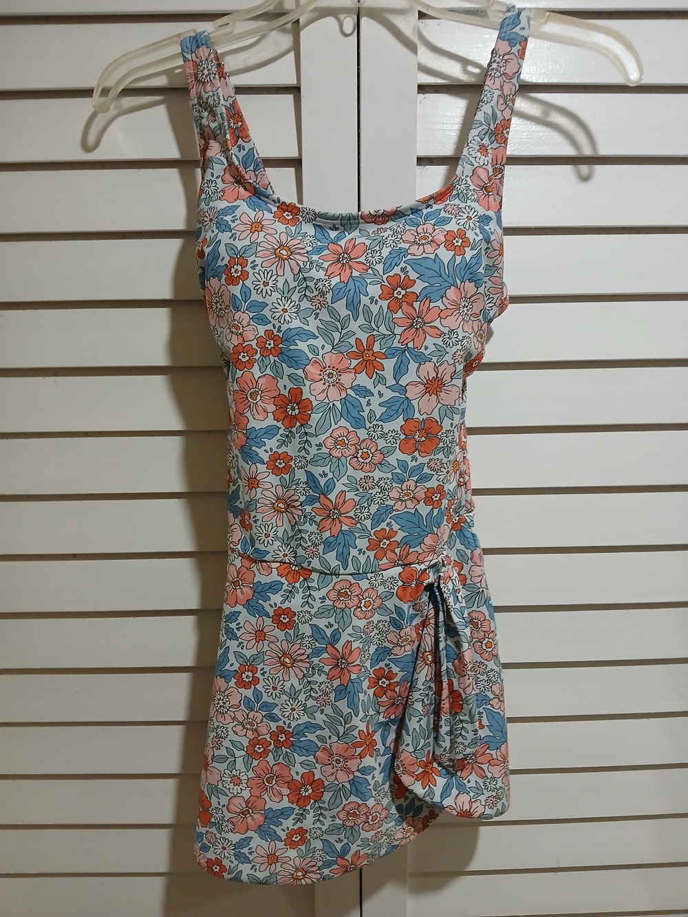 Floral Print Swimsuit in Coral & Blue
